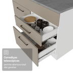 Balcão Gabinete de Pia 150 cm 2 Portas e 2 Gavetas (Sem Tampo e Pia) Branco/Crema Agata Madesa