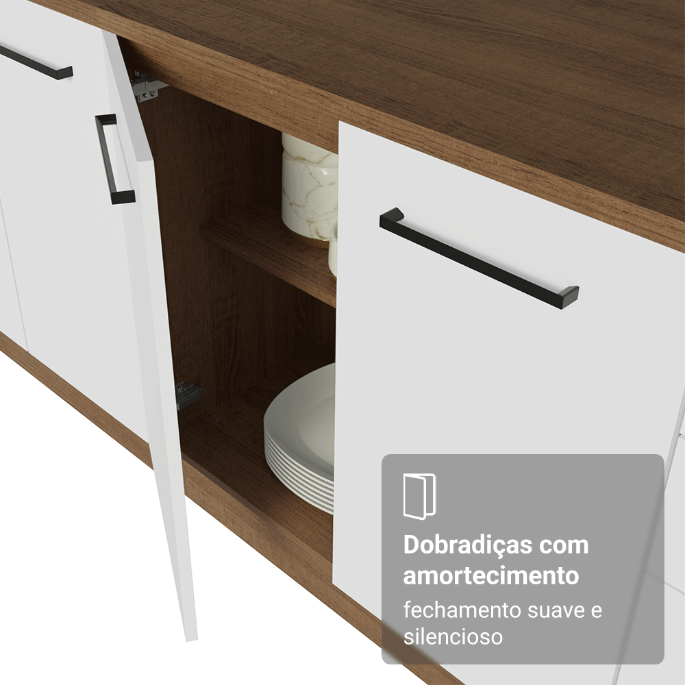 Balcão de Pia Madesa Agata 150 cm 2 Portas e 2 Gavetas (Sem Tampo e Pia) Rustic/Branco