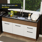 Balcão de Pia Madesa Agata 150 cm 2 Portas e 2 Gavetas (Sem Tampo e Pia) Rustic/Branco