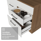Balcão Gabinete Madesa Agata 150 cm 2 Gavetas 2 Portas (Com Tampo) Rustic/Branco