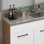 Balcão Gabinete de Pia Madesa Agata 150 cm 2 Portas e 2 Gavetas (Sem Tampo e Pia) Rustic/Branco