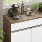 Balcão Gabinete Madesa Glamy 150 cm 2 Gavetas 2 Portas (Com Tampo) Rustic/Branco