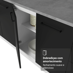 Balcão de Pia Madesa Agata 150 cm 2 Portas e 2 Gavetas (Sem Tampo e Pia) Branco/Preto