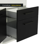 Balcão Madesa Agata 150 cm 2 Portas e 2 Gavetas (Com Tampo) Branco/Preto