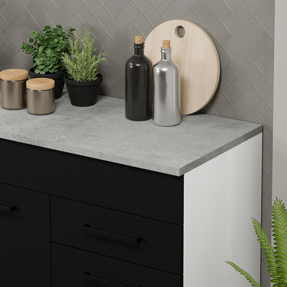 Balcão Gabinete Madesa Agata 150 cm 2 Gavetas 2 Portas (Com Tampo) Branco/Preto