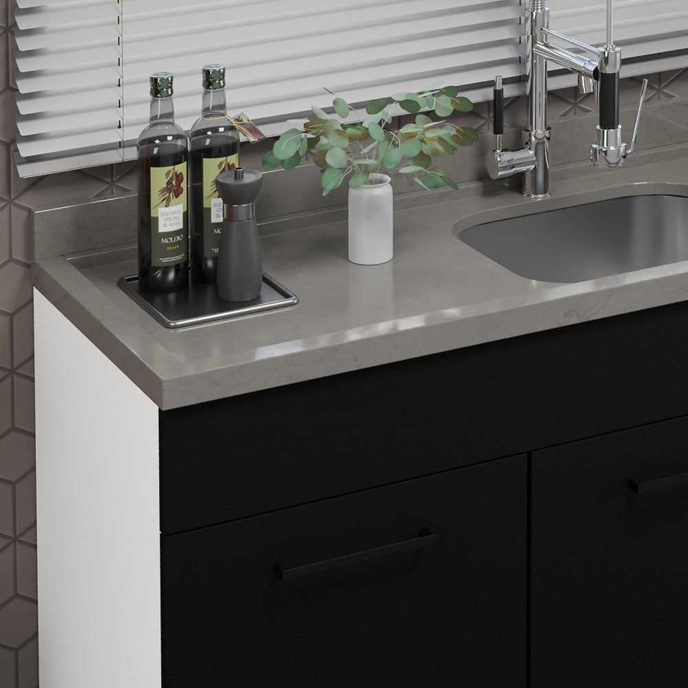 Balcão Gabinete de Pia Madesa Agata 150 cm 2 Portas e 2 Gavetas (Sem Tampo e Pia) Branco/Preto