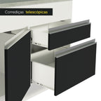 Balcão Madesa Glamy 150 cm 2 Portas e 2 Gavetas (Com Tampo) Branco/Preto