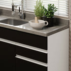 Balcão Gabinete de Pia Madesa Glamy 150 cm 2 Gavetas 2 Portas (Sem Tampo e Pia) Branco/Preto