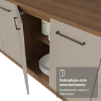 Balcão de Pia 150 cm 2 Portas e 2 Gavetas (Sem Tampo e Pia) Rustic/Crema Agata Madesa