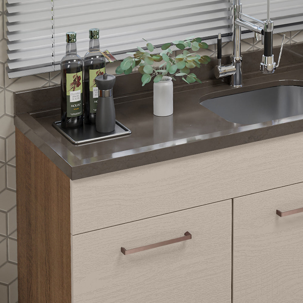 Balcão Gabinete de Pia 150 cm 2 Portas e 2 Gavetas (Sem Tampo e Pia) Rustic/Crema Agata Madesa