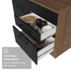 Balcão Gabinete Madesa Agata 150 cm 2 Gavetas 2 Portas (Com Tampo) Rustic/Preto
