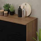 Balcão Gabinete Madesa Agata 150 cm 2 Gavetas 2 Portas (Com Tampo) Rustic/Preto
