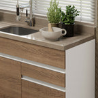 Balcão Gabinete de Pia Madesa Glamy 150 cm 2 Gavetas 2 Portas (Sem Tampo e Pia) Branco/Rustic