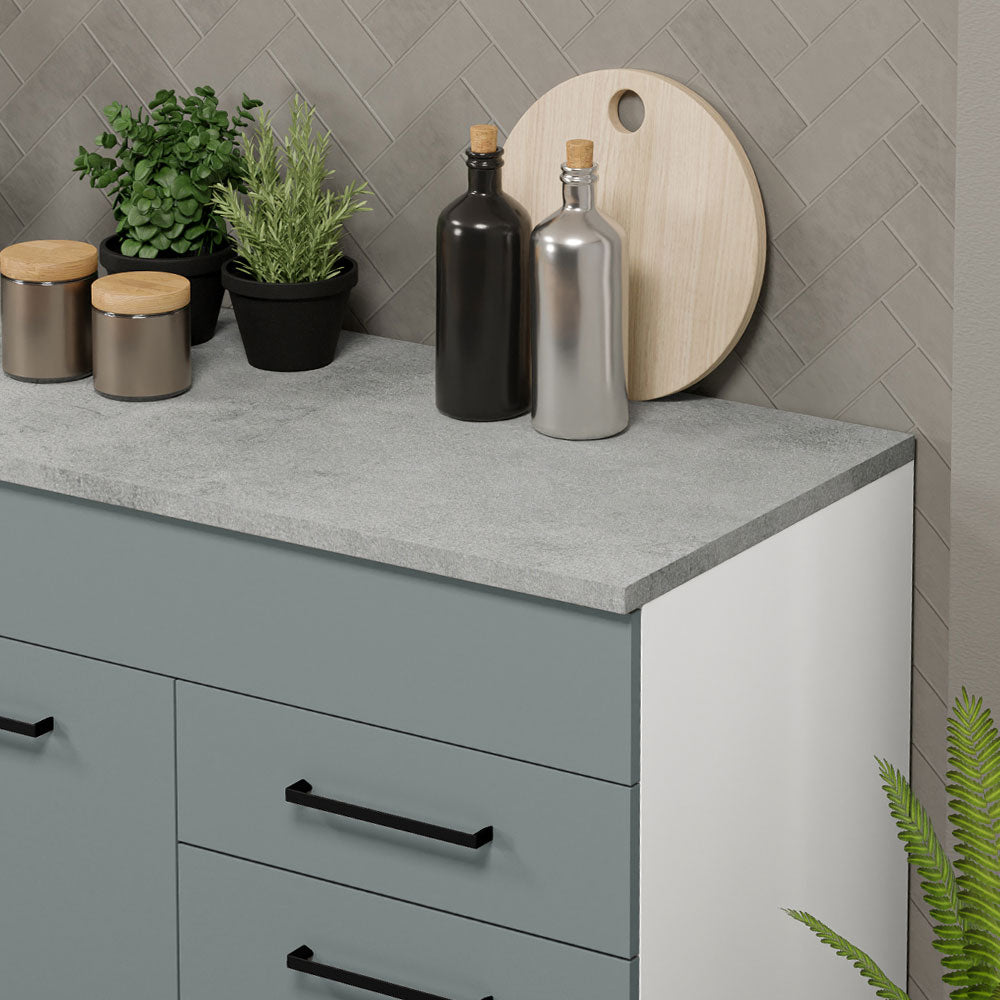 Balcão Gabinete Madesa Agata 150 cm 2 Gavetas 2 Portas (Com Tampo) Branco/Cinza