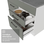 Balcão Gabinete de Pia Madesa Agata 150 cm 2 Portas e 2 Gavetas (Sem Tampo e Pia) Branco/Cinza