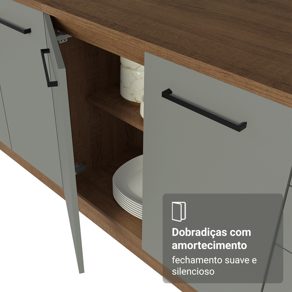 Balcão de Pia Madesa Agata 150 cm 2 Portas e 2 Gavetas (Sem Tampo e Pia) Rustic/Cinza