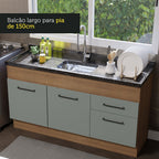 Balcão de Pia Madesa Agata 150 cm 2 Portas e 2 Gavetas (Sem Tampo e Pia) Rustic/Cinza