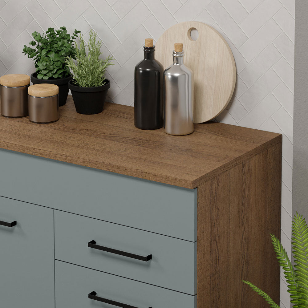 Balcão Gabinete Madesa Agata 150 cm 2 Gavetas 2 Portas (Com Tampo) Rustic/Cinza