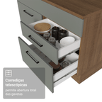Balcão Gabinete Madesa Agata 150 cm 2 Gavetas 2 Portas (Com Tampo) Rustic/Cinza