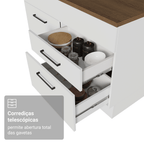Balcão de Cozinha 150 cm 2 Portas 2 Gavetas Branco Tampo Rustic Agata Madesa