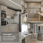 Balcão de Cozinha 40 cm 1 Porta (Sem Tampo) Branco/Crema Agata Madesa