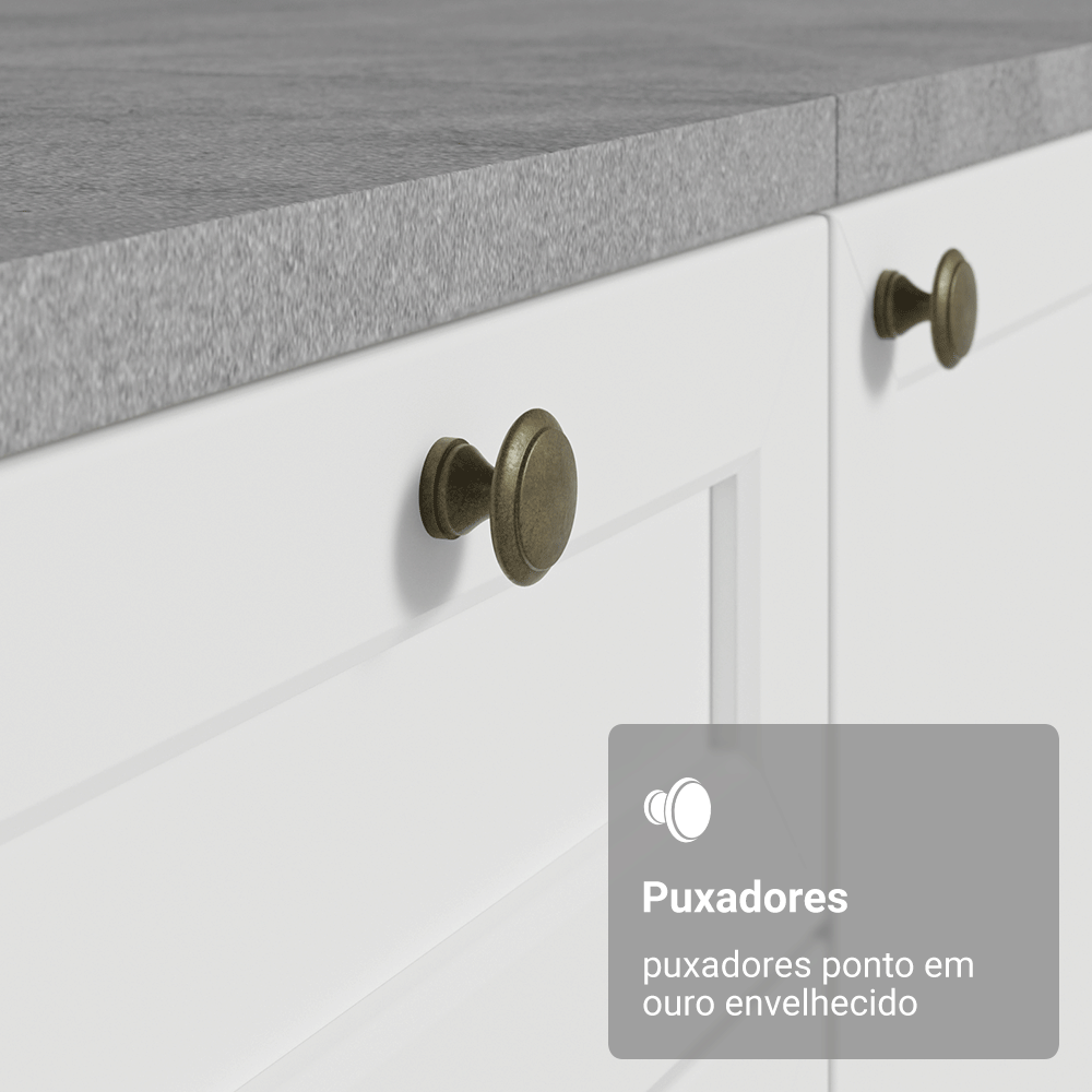 Balcão de Cozinha 40 cm 3 Gavetas Branco Vik Madesa