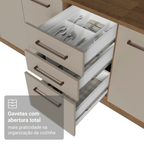 Balcão de Cozinha 40 cm 3 Gavetas (Sem Tampo) Rustic/Crema Agata Madesa