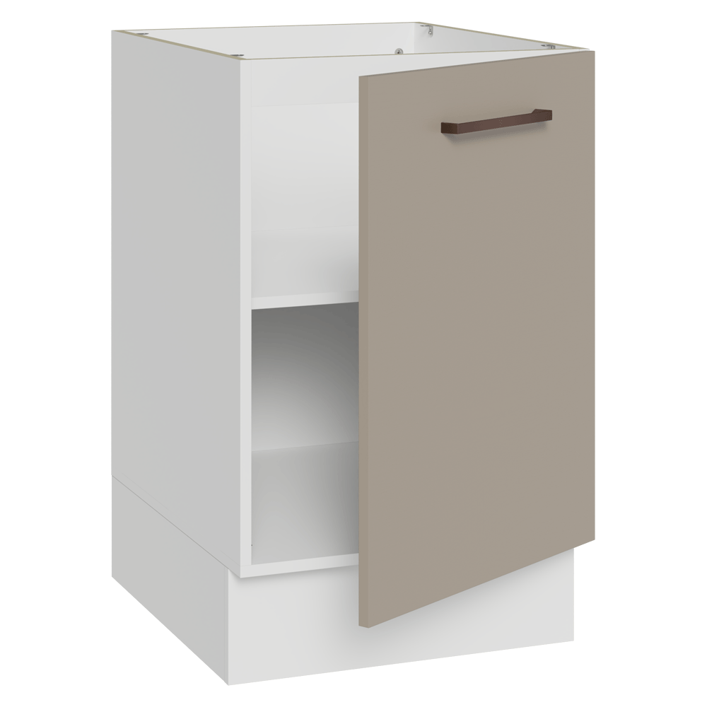 Balcão de Cozinha 50cm 1 Porta (Sem Tampo) Branco/Crema Agata Madesa