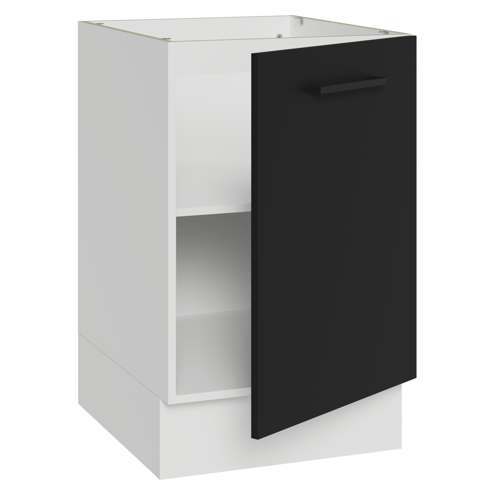 Balcão de Cozinha 50cm 1 Porta (Sem Tampo) Branco/Preto Agata Madesa