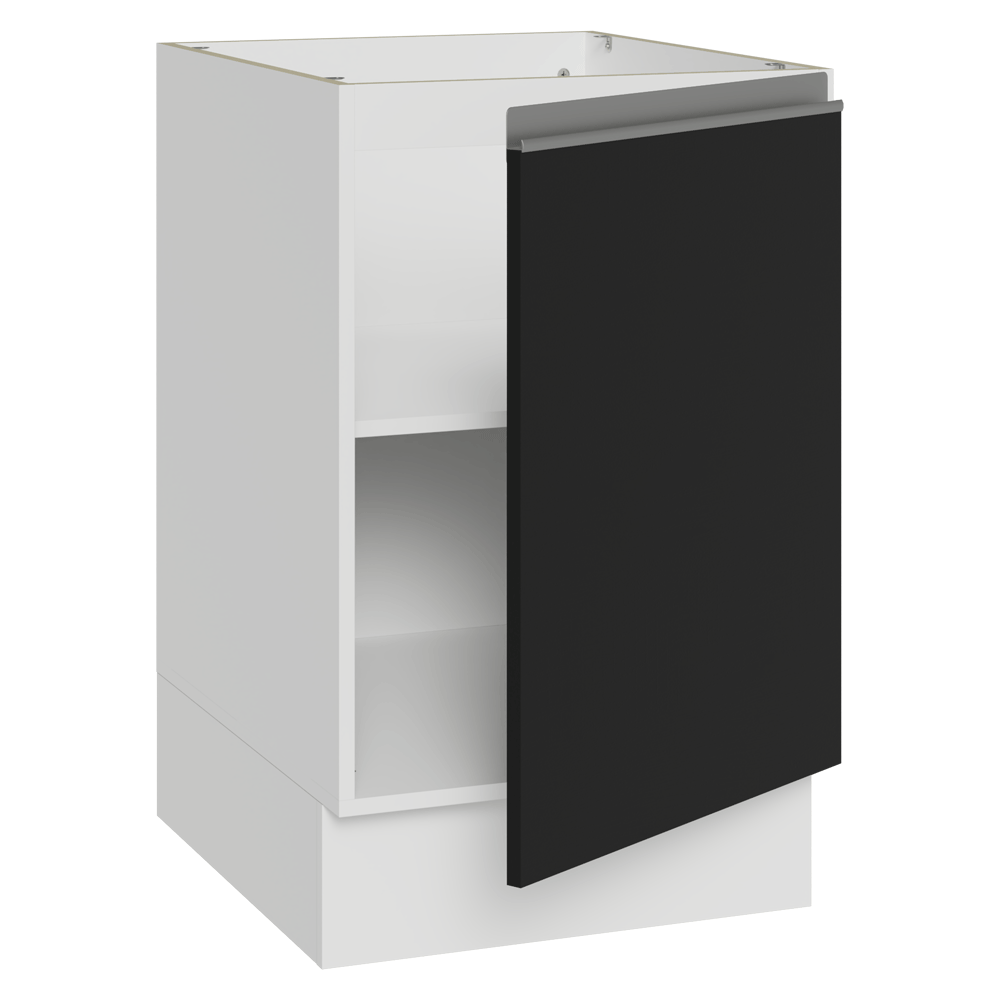 Balcão de Cozinha 50cm 1 Porta (Sem Tampo) Branco/Preto Glamy Madesa