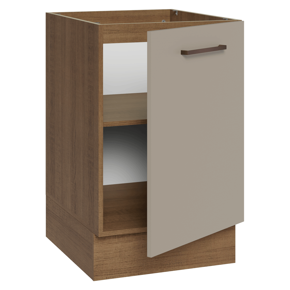 Balcão de Cozinha 50cm 1 Porta (Sem Tampo) Rustic/Crema Agata Madesa