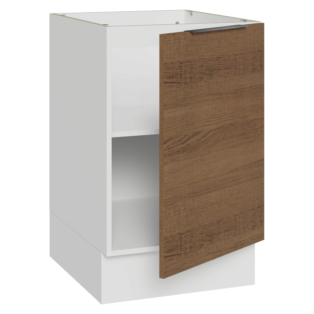 Balcão de Cozinha 50cm 1 Porta (Sem Tampo) Branco/Rustic Stella Madesa