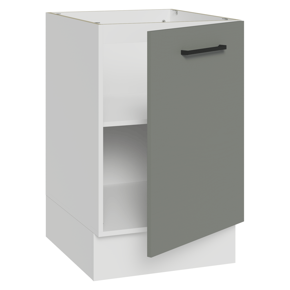 Balcão de Cozinha 50cm 1 Porta (Sem Tampo) Branco/Cinza Agata Madesa
