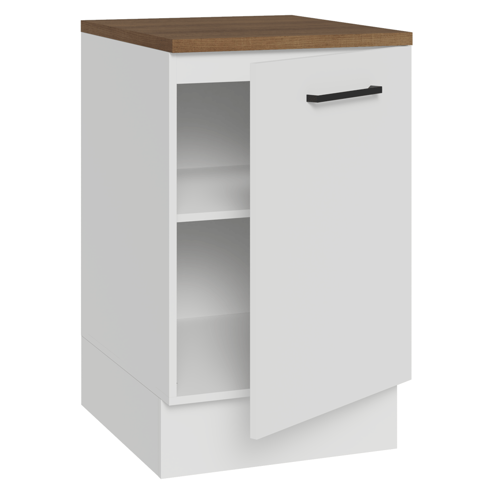 Balcão de Cozinha 50cm 1 Porta Branco Tampo Rustic Agata Madesa