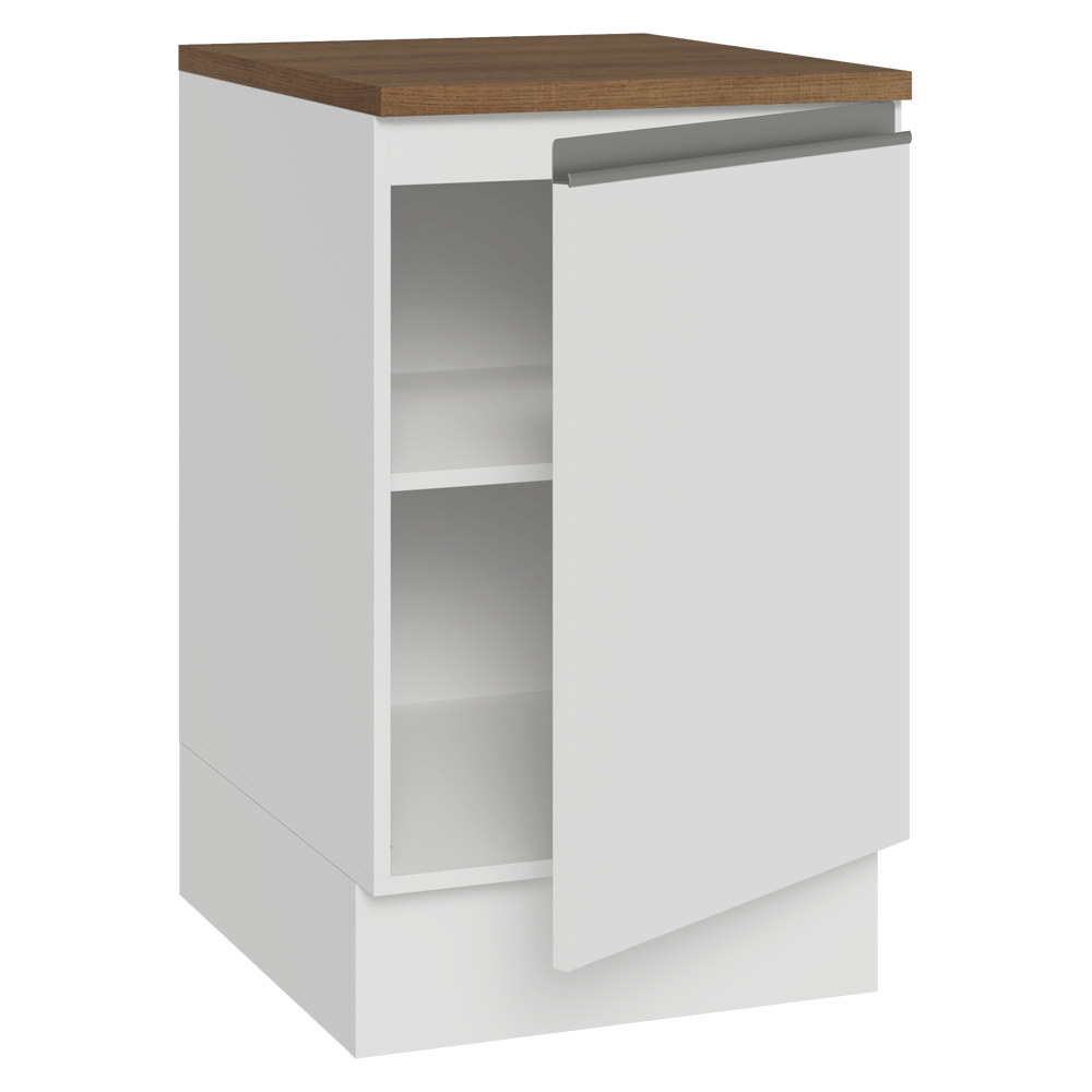 Balcão de Cozinha 50cm 1 Porta Branco Tampo Rustic Glamy Madesa