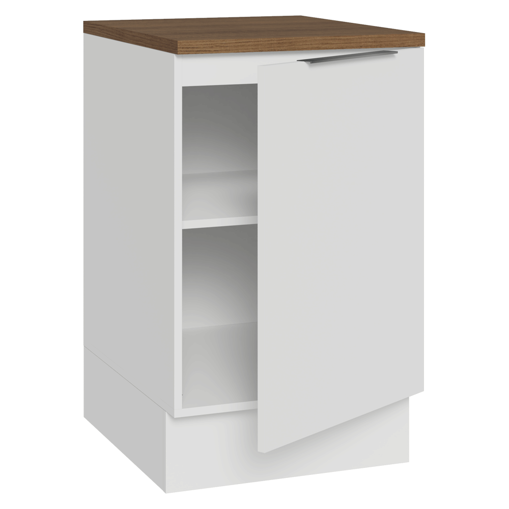 Balcão de Cozinha 50cm 1 Porta Branco Tampo Rustic Stella Madesa