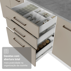Balcão de Cozinha 60 cm 3 Gavetas (Sem Tampo) Branco/Crema Agata Madesa