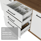 Balcão de Cozinha 60 cm 3 Gavetas (Sem Tampo) Rustic/Branco Agata Madesa