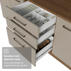 Balcão de Cozinha 60 cm 3 Gavetas (Sem Tampo) Rustic/Crema Agata Madesa