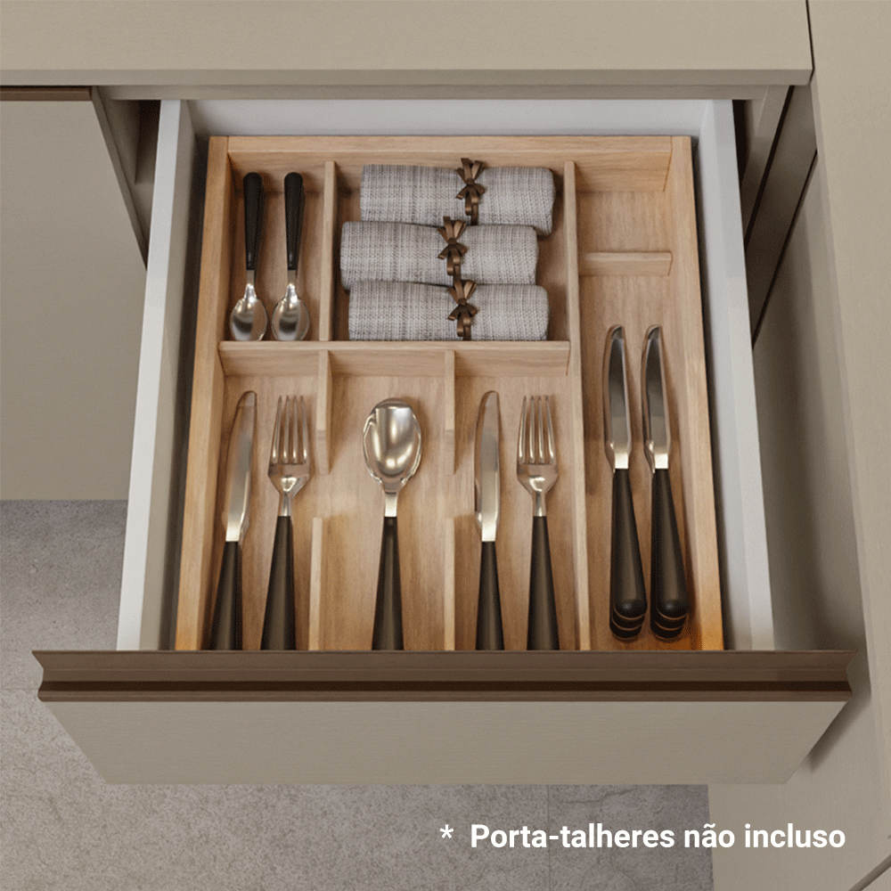 Balcão de Cozinha 60 cm 3 Gavetas Com Pés Crema Nice Madesa