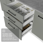 Balcão de Cozinha 60 cm 3 Gavetas (Sem Tampo) Branco/Cinza Agata Madesa