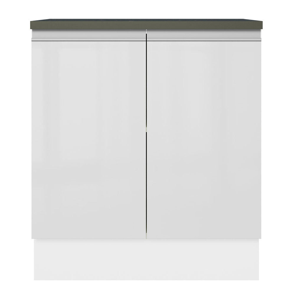 Balcão 100% MDF 70 cm 2 Portas Frentes Branco Brilho Acordes Madesa