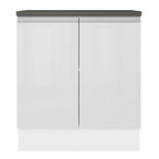 Balcão 100% MDF 70 cm 2 Portas Frentes Branco Brilho Acordes Madesa