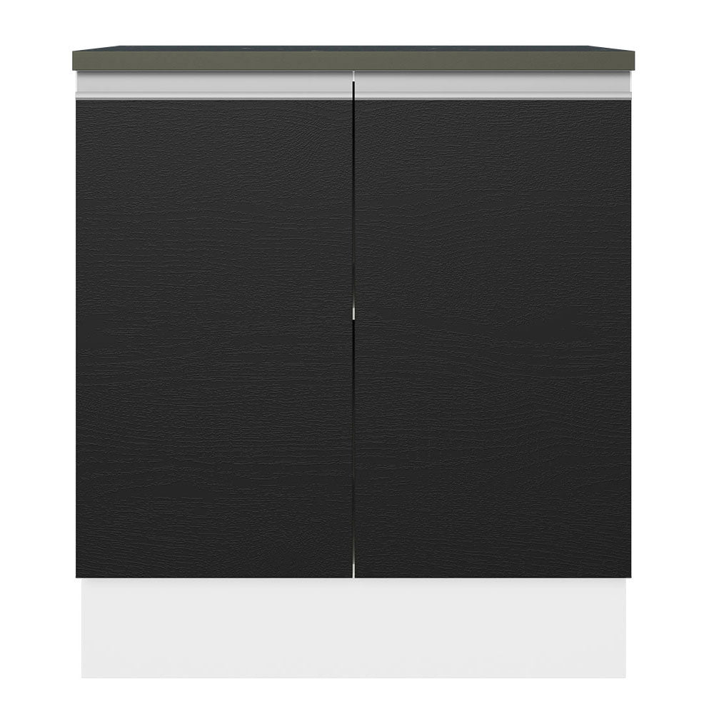 Balcão 100% MDF 70 cm 2 Portas Branco/Preto Acordes Madesa