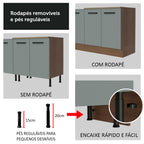 Balcão de Cozinha Madesa Agata 70 cm 2 Portas Rustic/Cinza