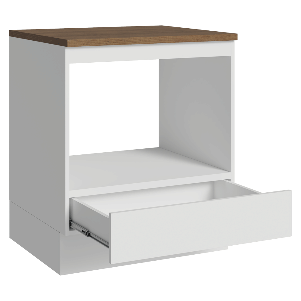 Balcão para Forno/Micro-ondas 70 cm 1 Gaveta Branco Tampo Rustic Madesa