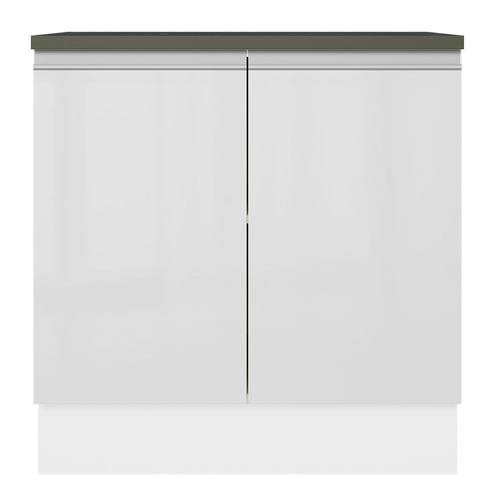 Balcão Madesa Acordes 100% MDF 80 cm 2 Portas Branco Brilho