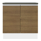 Balcão Madesa Acordes 100% MDF 80 cm 2 Portas Branco/Rustic