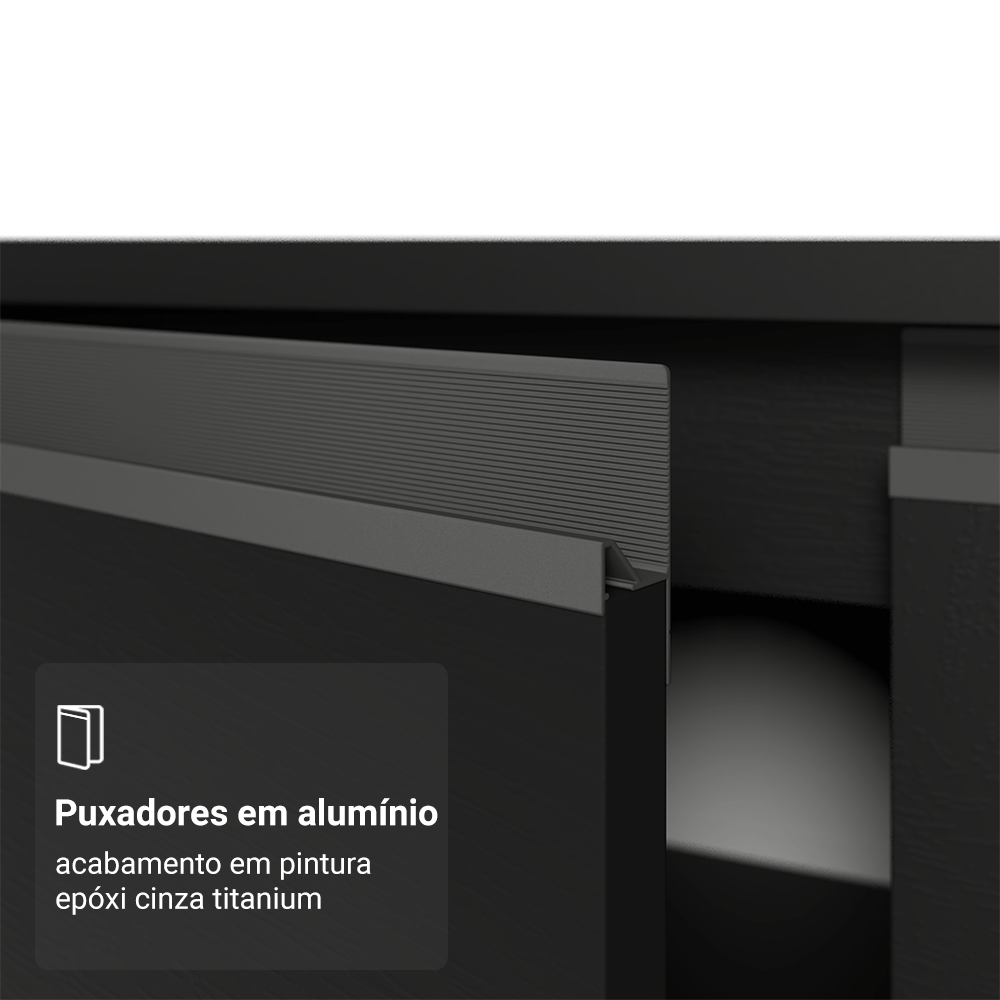 Balcão de Cozinha 80 cm 2 Portas Com Pés Preto Nice Madesa