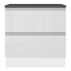 Balcão Madesa Acordes 100% MDF 80 cm 2 Gavetas Frentes Branco Brilho